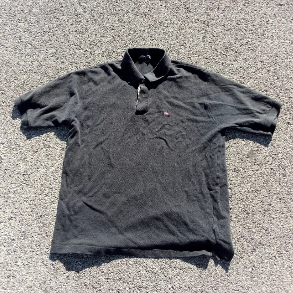 Burberry London Check Pattern Collar Polo Shirt Black Men's Large